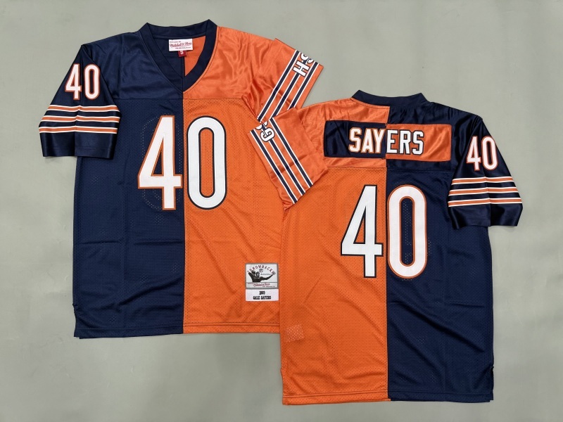 Men 2025 Nike Chicago Bears #40 Sayers blue orange Throwback Limited NFL Jersey style 001